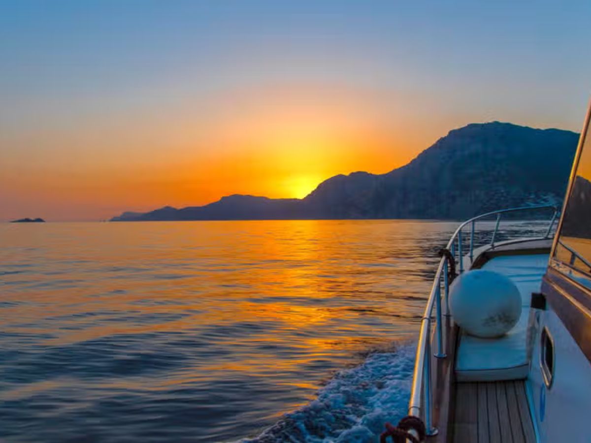 Sunset boat tour Ibiza — golden hour on the Mediterranean